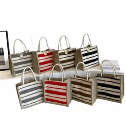 Leinentasche Handtasche für Frauen Shop Einkaufstasche FI Designer Tasche Cvenient Große Kapazität für Reisen Lebensmittelgeschäft 73Fd #