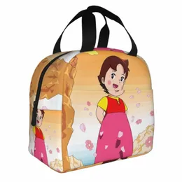 Anime Heidi Girl of the Alps Lunch Box Leakproof Cooler termiczne jedzenie izolowane Heidi Peter and Grandpa Lunch Bag For Women Kid O0od#