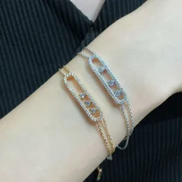 Meiss Jewlery Designer para mulheres Messikas joias pulseira de luxo leve luxo cheio de diamantes três diamantes deslizantes pulseira feminina rede vermelha pequena