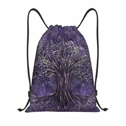 custom Tree Of Life Yggdrasil Amethyst Drawstring Bag for Training Yoga Backpacks Men Women Vikings Sports Gym Sackpack W4Vh#
