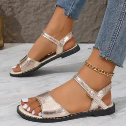 Sandalen Frauen Sommer Flache Luxus Schuhe Frau Mode Shinny Helle Glitter Damen Wohnungen Alias Planas