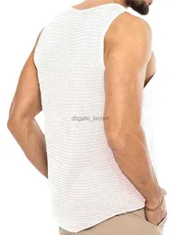 Mens Tank Tops Winkinlin Men s Breattable Knit Vest Workout Summer ärmlös fast färg utomhus T -skjortor Gymmuskel (svart