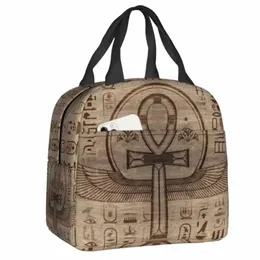 Anpassad egyptisk Cross Ankh Lunch Bag Women Thermal Cooler Isolated Lunch Box For Children School A8B4#