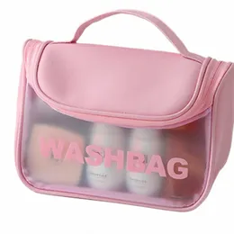 1PC-Translucent Waterproof W Gargle Bag Frosted Toiretry Kits for Women Girls Travel Cosmetic Bag Portable Makeup Organizer S9YH＃