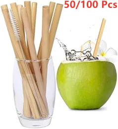 Escovas de dentes novos canudos de bambu reutilizáveis, canudos de bambu livre de bpa de bpa reutilizáveis, canudos orgânicos e ecológicos alternativa aos canudos plásticos, fortemente