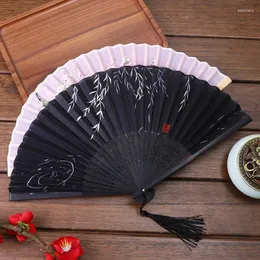 Dekorativa figurer 1st Vintage Silk Fan Dance Folding Bamboo Hand Held Craft Wedding Party Favor Home Decoration Ornament