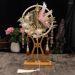 Decorative Figurines Vintage Chinese Wedding Fan For Women Hand Held DIY Handmade Accessories Room Decor 2024