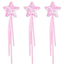 Party Decoration 3Pcs Star-Shaped Fairy Wands Ribbon Design Rod Toys Sticks Ornaments Girl Birthday Gift Props