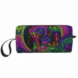 custom Psychedelic Magic Mushrooms Print Lava Toiletry Bag for Women Cosmetic Makeup Organizer Lady Beauty Storage Dopp Kit Case i63G#