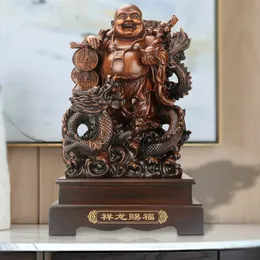Çin Reçine Gülen Buda Heykeli Dört Lucky Dragon Kaplumbağa Modern Sanat Heykeli Ev Dekorasyonu 240325