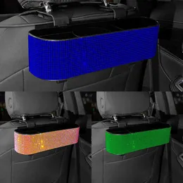 Aggiorna la moda Diamond Car Seat Back Storage Box Organizer Tazza d'acqua Porta carta velina Porta bevande Bling Accessori auto per donna