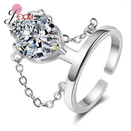 Cluster Rings Fashion White Cubic Zircon Stone Open Ring Wide Hollow 925 Sterling Silver Finger Jewelry Birthday Wedding Party Gifts