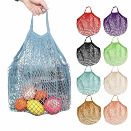 Återanvändbar Cott Nesh Bag Shop String Fishnet Net Turtle Bags Lagring Handväska Tote Woven Net Tote Envirmental Protecti Y7Jy#