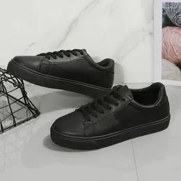 Casual Shoes Black Sneakers Women's Korean Trendy Lace Up Full Matching PU Comfortable Walking Board Women 2024