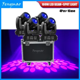 4 Pcs/Lot 100W Beam Spot Light 18 Prism LED Spot Light Stage Effect Lighting DJ Disco Stage Moving Head Lights With Flightcase