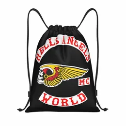 hell Angel Motorcycle Club Drawstring Backpack Sports Gym Sackpack String Bag for Working Out g2zJ#