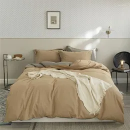 Conjuntos de cama 2024 Est Quatro peças Simples Algodão Duplo Casa Folha de Cama Quilt Capa Bordada Confortável Moda Bege Cor