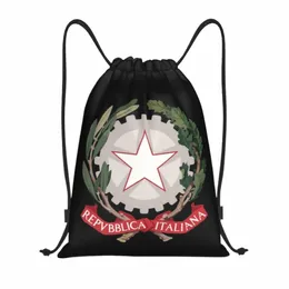 Emblem of Italy DrawString ryggsäck Sports Gym Bag For Women Men Italian Republic Training Sackpack D7er#