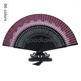Dekorativa figurer 30st Geometric Mönster Bambu Fashion Folding Fan med tyg presentpåsar Bröllopsfest dekoration Promotion Favor