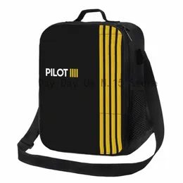 Pilot Captain Stripes Izolowana torba na lunch dla kobiet Aviati samolot Aviator Thermal Cooler Lunch Box Plaży Travel R0DJ#