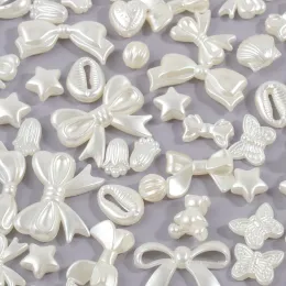 50pcs Mix Style Pearl Flowers Bowknot Bow Tie Heart Shell Acrylic Spacer Beads Charms For Jewelry Making Finding Set Accessories