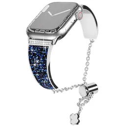 Pulseira de diamante para relógio ultra 2 49mm 41mm 45mm, pulseira de ligação de metal feminina para iwatch série 9 8 7 6 se 5 4 3 40mm 44mm banda 240326