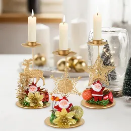 Kerzenhalter 1 Stück Weihnachten Eisen Kerzenständer Weihnachtsmann Elch Stern Schneeflocke Baum DIY Home Decor Weihnachten Tisch Ornament Jahr Geschenk