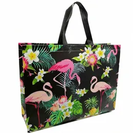 Neue faltbare N-gewebte Stoff-Einkaufstasche wiederverwendbare faltbare Einkaufstasche für Reisen, Fr, Flamingo, Rosa, Aufbewahrungshandtasche o5SJ #