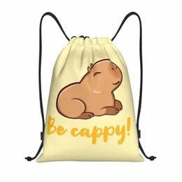 Niedlicher Happy Capybara Rucksack mit Kordelzug, für Fitnessstudio, Sport, Sackpack, String-Tasche für Radfahren, 54BQ#