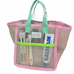 Rosa Verde Ctrast Beach Bag Brinquedo das Crianças Malha Saco de Armazenamento Portátil Viagem Ao Ar Livre Natação Saco De Armazenamento De Higiene Pessoal 624s #