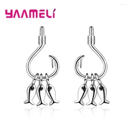 Dangle Brincos Chegadas Mulheres Menina Presentes Fine Pure 925 Sterling Silver Peixe E Gancho Encantos Linda Brincos Pendientes Jóias