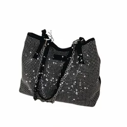 Damen Fi Luxus Design Shopper Totes Große Kapazität PU-Leder Rhinestes Schulterhandtasche Weibliche Marke Top Griff Taschen L7Ph #