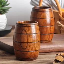 Mugs Wooden Cups Beer Mug Small Barrel Shape Cup Tumbler Vintage Wood Tea Coffee Water Cocktail Drinkware Cute Gift