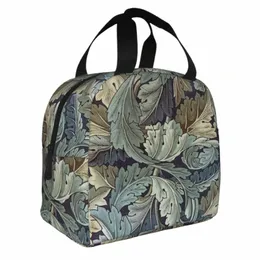 Acanthus tarafından William Morris Vintage Floral Desen Yalıtımlı Öğle Yemeği Çantaları Yeşil Bitki Öğle Yemeği Ctainer Soğutucu Çanta Tote Öğle Yemeği Kutusu X0RL#