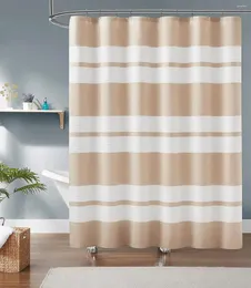 Zasłony prysznicowe Paski zasłony geometrii nowoczesne wydrukowane długie waflowe minimalistyczne farmhouse mieszanka paski łazienki z haczykami