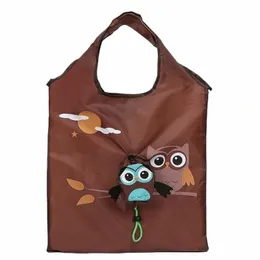 cute Animal Owl Shape Folding Shop Bag Eco Friendly Ladies Gift Foldable Reusable Tote Portable Travel Shoulder Bag Grocery s4iY#