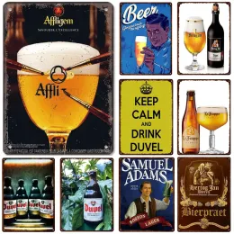 Famous Beer Brand Poster Metal Tin Sign Retro Belgian Dutch Beers Metal for Bar Pub Club Man Cave Room Plaque Wall Art Decor