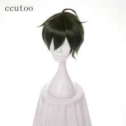 Perucas ccutoo 12 "The Animation Gothic Men Short Green Green Hair Sintético Cosplay Peruca Resistência ao Calor Figs Party Wigs