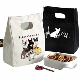 Bulldog French Print Lunch Bag New Thermal Toled Box Tote Cooler Hand Handbag Bento Pouch Bace School School Food Bag V5zu#