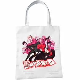 Kakegurui Japanese Anime Manga Yumeko Jabami Korea Ulzzang Shopper Bag tryck Canvas Tygväska Handväskor Kvinnor Bag axelväskor N2FQ#