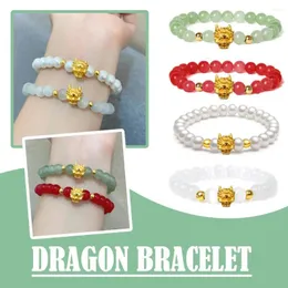 Charme Pulseiras Estilo Chinês Dragão Pulseira Mulheres Homens 2024 Ano Amizade Vermelho Bangles Elástico Lucky Frisado Amuleto Jóias T2x7