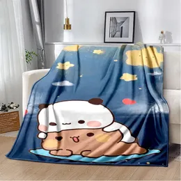 Cartoon Print Bear and Pa Blanket Cute Bubu Dudu Series Kids Warm Flannel Soft Comfortable Home Bed 240326