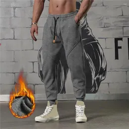 Pantaloni da uomo in lana d'agnello invernale con fodera termica spessa Jogger in pile pantaloni dritti con coulisse pantaloni sportivi da jogging per fitness maschile