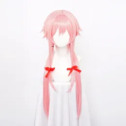 Perücken ccutoo Synthetische Gasai Yuno Perücke Langes rosa Haar Perücke Anime Future Diary Cos Haar Cosplay Perücke + rotes Band + Perückenkappe