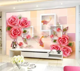 배경 화면 Wellyu Custom Wallpaper Papel de Parede 세련된 장미 금붕어 TV 배경 벽면 Po Tapeten