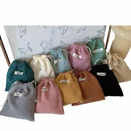 1pcs corduroy drawstring bag cosmetic Jewelry Storage Bag 작은 햇볕에 썬 드라이스 차 캔디 너트 Cvenient Storage Cosmetic Bag 16x14cm w6qz#