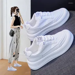 Casual Schuhe Weiß Frauen 2024 Frühling Koreanische Runde Kappe Flache Lauf frauen Plattform Turnschuhe Frau Vulkanisieren Trainer