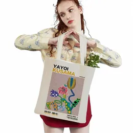 Japanska yayoi kusama färgglada polka prickar digital stormarknad shoppare väska på handväskan carto lady återanvändbara butikspåsar z6nf#