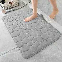 Badmattor 3D Cobblestone präglade mattor hem vardagsrummet minne skum mjukt non slip badrum matta badkar sidogolv 40 60 cm