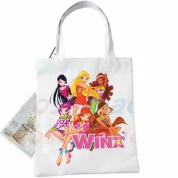 Winx Butterfly Fairy Print Canvas Axel tygväska för kvinnliga handväskor Eco återanvändbar butiksväska vintage fi ulzzang väskor w8gk#
